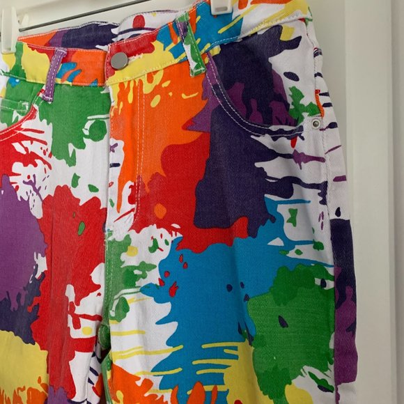 SHEIN Splash Rainbow Paint pants size s - Picture 2 of 7